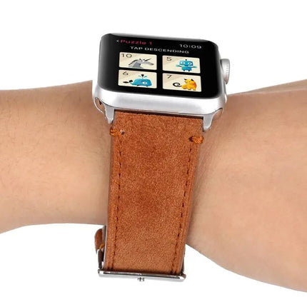 Frosted Genuine Leather Apple Watch Band 44mm 42mm