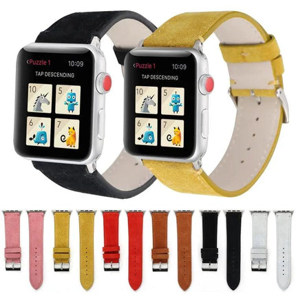 Frosted Genuine Leather Apple Watch Band 44mm 42mm