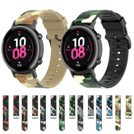 Camouflage Silicone Watch Strap 20/22mm Buckle Huawei GT2