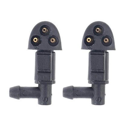 Two Front Windshield Washer Nozzles For Chevrolet Cruze — pair of black front spray nozzles direct-fit replacement for restored windshield coverage