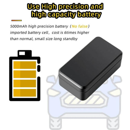 G11 Magnetic Vehicle GPS Tracker for Easy Location Tracking - compact black tracker with 5000mAh high capacity battery shown on car graphic