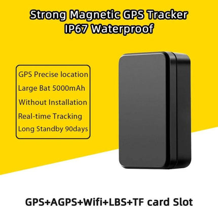 G11 Magnetic Vehicle GPS Tracker for Easy Location Tracking - black magnetic GPS tracker with 5000mAh battery, waterproof, real-time tracking