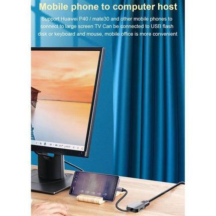 USB-C Adapter for HDMI and VGA Video Connections connecting smartphone to monitor for presentations and extended display