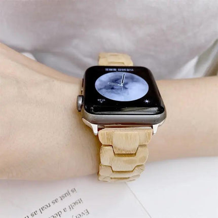 Wooden Bead Woven Apple Watch Band 38/40/41/42mm Adjustable