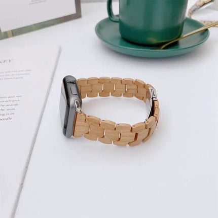 Wooden Bead Woven Apple Watch Band 38/40/41/42mm Adjustable