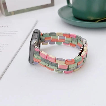 Wooden Bead Woven Apple Watch Band 38/40/41/42mm Adjustable