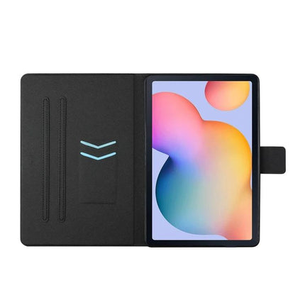 Leather Flip Case for Samsung Galaxy Tab S6 Lite with Card Slots – black leather protective folio with built-in card slots and tablet stand