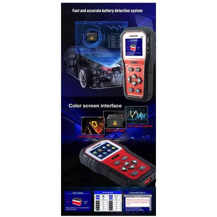 Konnwei Tool for Checking Car Batteries in Daily Drives handheld OBD2 scanner with color screen showing battery detection graphics