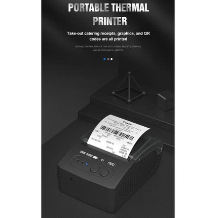 Bluetooth Portable Thermal Receipt Printer for Business Use showing a compact Bluetooth receipt printer printing a barcode receipt for retail and delivery