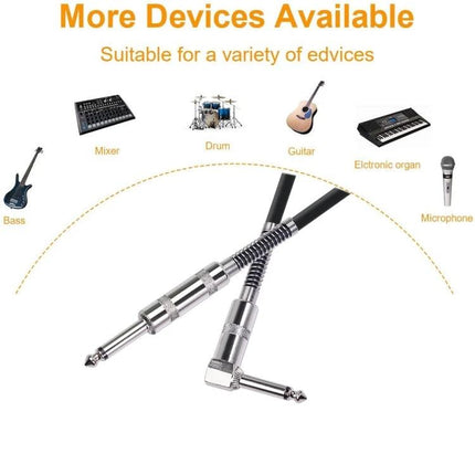 Cable for Connecting Electric Guitars During Home Practice – 6.35mm straight-to-elbow guitar cable reducing noise for clear home practice sessions