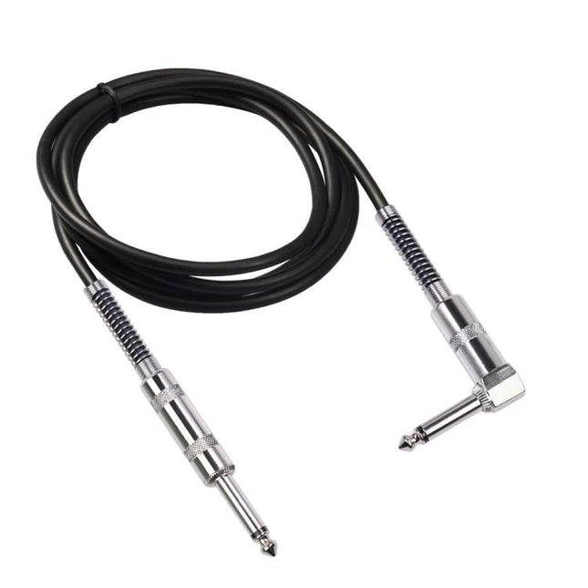 Cable for Connecting Electric Guitars During Home Practice black 6.35mm straight-to-elbow cable for quiet bedroom amp practice