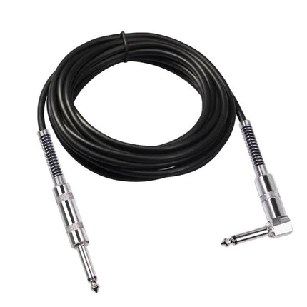 Cable for Connecting Electric Guitars During Home Practice - 6.35mm straight-to-elbow instrument cable for quiet home practice sessions