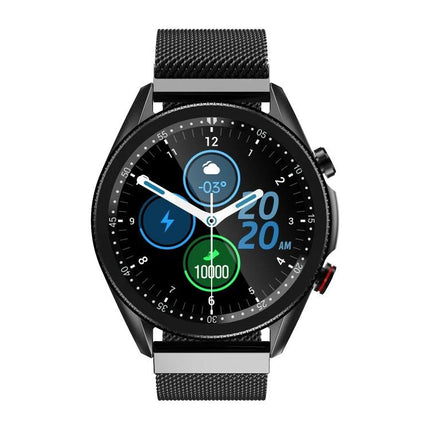 Smart Watch for Everyday Wear and Active Lifestyles - sleek black smartwatch showing time, heart rate, steps and sports mode on round display