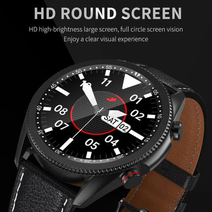 Essential Smart Watch for Everyday Health and Activity Tracking - 1.28-inch IPS round HD screen with leather strap, step and activity reminders