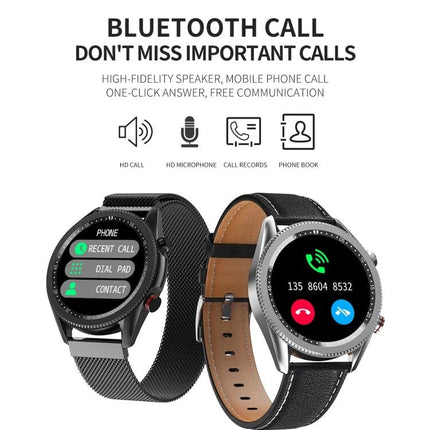 Essential Smart Watch for Everyday Health and Activity Tracking showing Bluetooth call screens, step and call icons on two watches
