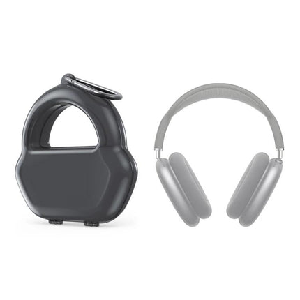 Daily Use Protective Case for AirPods Max with Hook in compact gray PP shell with carabiner for commuting and travel