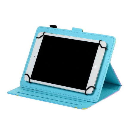 Painted Leather Tablet Case for 7-8 Inch Devices with Holder in turquoise, durable painted leather stand and holder securing tablet