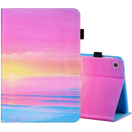 Painted Leather Protective Case for Kindle Fire 7 and Samsung Tab A 10.1, pink sunset gradient folio cover for travel and students
