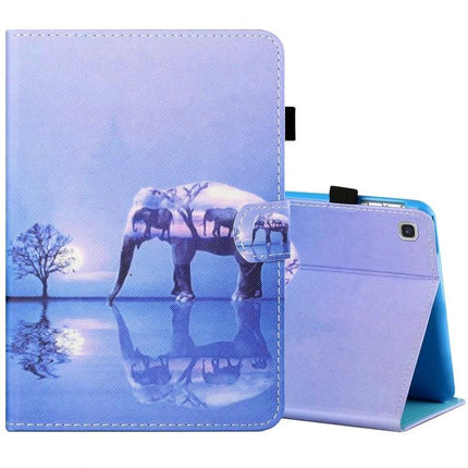 Horizontal Painted Leather Case with Pen Holder for Samsung Galaxy Tab A 8.0 (2019) blue elephant print folio stand with stylus slot
