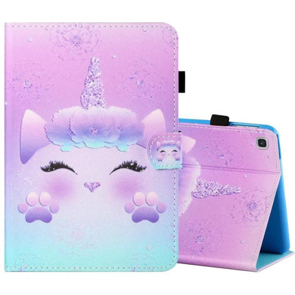 Horizontal Painted Leather Case with Pen Holder for Samsung Galaxy Tab A 8.0 (2019) - pink unicorn gradient folio with stylus slot