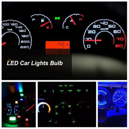 Car LED Indicator Lights, Green, 30-Pack for License Plate — green T5 dashboard and interior bulbs illuminating gauges and panels