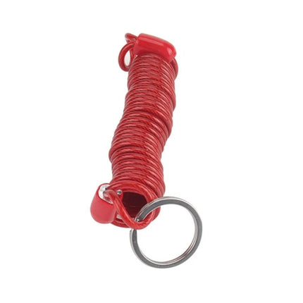 Safety Cable for Secure RV Trailer Towing Adventures - red galvanized PVC-coated spring rope safety cable with keyring for towing security
