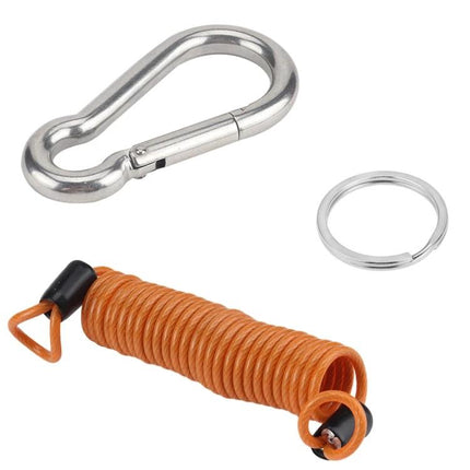 Safety Cable for Secure RV Trailer Towing Adventures — galvanized PVC-coated spring rope coiled cable with carabiner and key ring