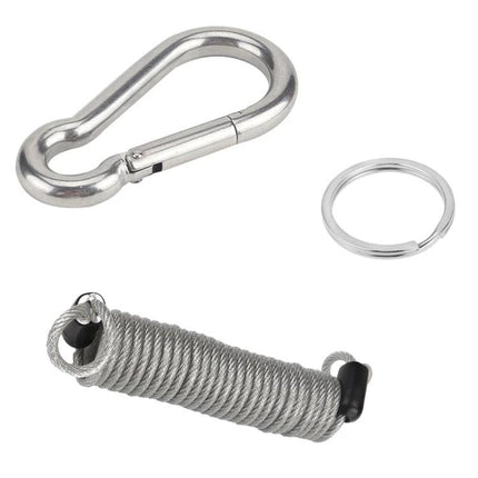 Safety Cable for Secure RV Trailer Towing Adventures - galvanized PVC-coated spring rope cable with carabiner and keyring for trailer safety