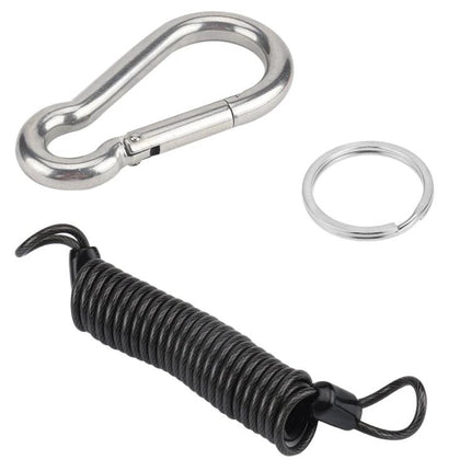 Safety Cable for Secure RV Trailer Towing Adventures - galvanized PVC-coated spring rope with carabiner and key ring for reliable trailer connection