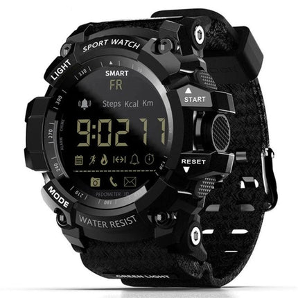 Lokmat Smart Watch for Daily Activity Tracking and Notifications - black rugged digital smartwatch showing steps, calories, distance and message/call alerts