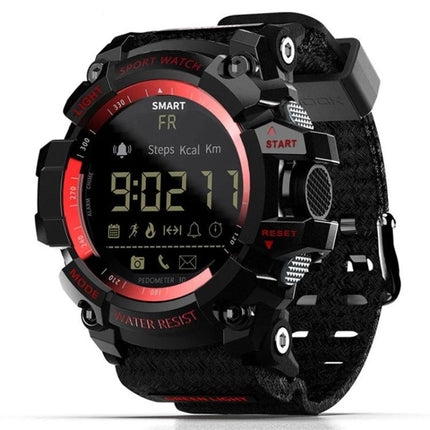 Lokmat Smart Watch for Daily Activity Tracking and Notifications – rugged black and red digital sport watch showing time, steps, calories and notification icons