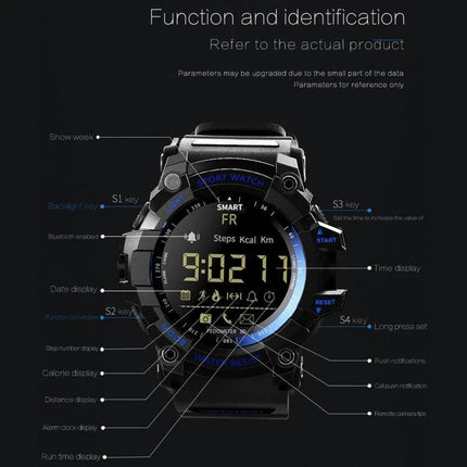 Lokmat Smart Watch for Daily Activity Tracking and Notifications - rugged black smartwatch display showing steps, calories, time and notification icons