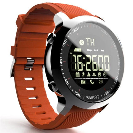 Lokmat Smart Watch for Everyday Activity and Reminders - orange strap digital fitness tracker showing time, steps and notifications