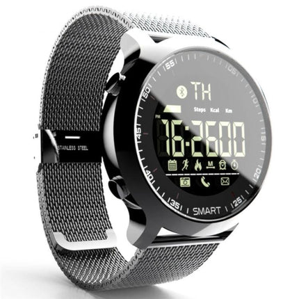Lokmat Smart Watch for Everyday Activity and Reminders - sleek black smartwatch showing steps, calories, distance and notification icons on display