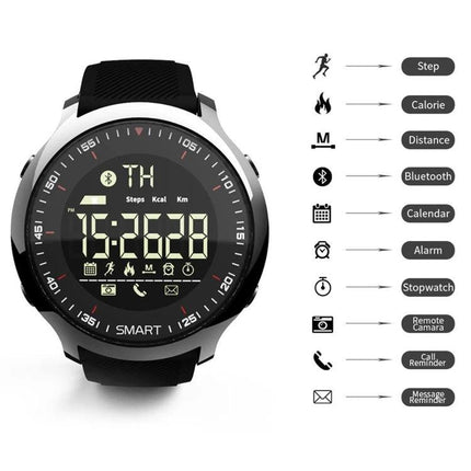 Lokmat Smart Watch for Everyday Activity and Reminders - black round fitness smartwatch showing steps, calories, distance and notification icons