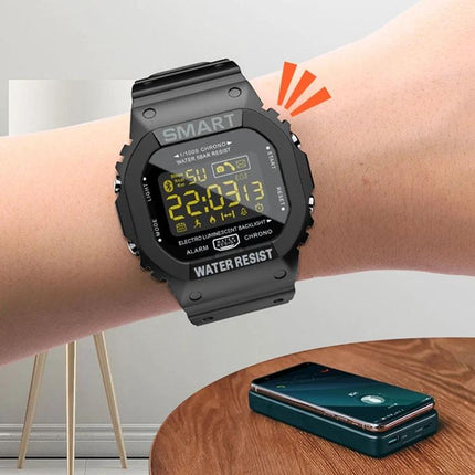 Lokmat Smart Watch for Everyday Activity and Health Tracking on wrist showing digital display, step and notification sync with phone
