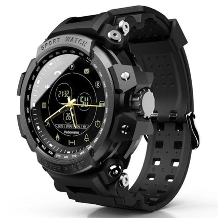 Lokmat Watch for Daily Activity Monitoring and Reminders, rugged black sport smartwatch showing step count, pedometer and notification alerts