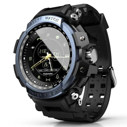 Lokmat Watch for Daily Activity Monitoring and Reminders rugged black sport smartwatch showing step count, pedometer and discreet notification alerts