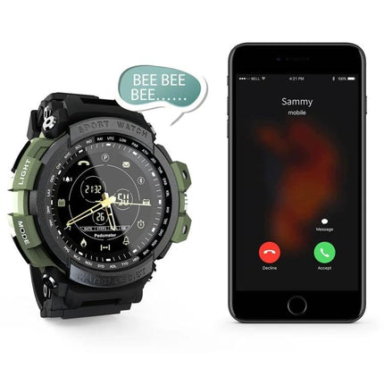 Lokmat Watch for Daily Activity Monitoring and Reminders showing call alert on watch paired with smartphone
