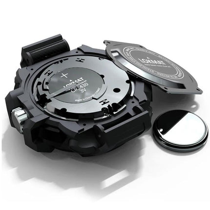 Lokmat Watch for Daily Activity Monitoring and Reminders showing open back, battery compartment and replacement cell