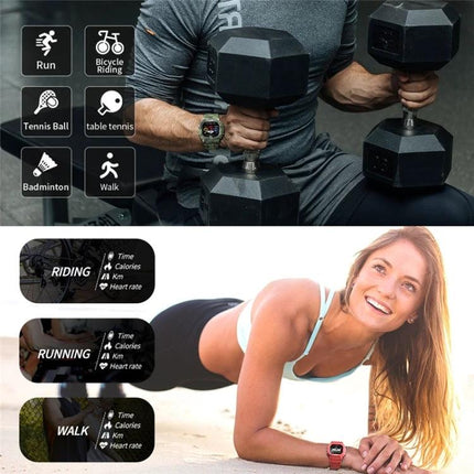 Lokmat Smart Watch for Daily Activity and Sleep Tracking worn during workouts showing activity icons and heart rate tracking
