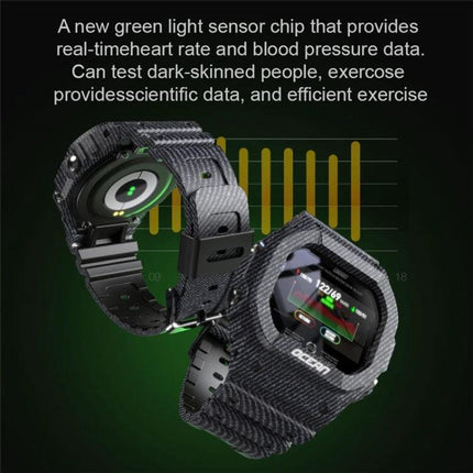 Lokmat Smart Watch for Daily Activity and Sleep Tracking - textured black watch showing heart rate, sleep data and green sensor chip
