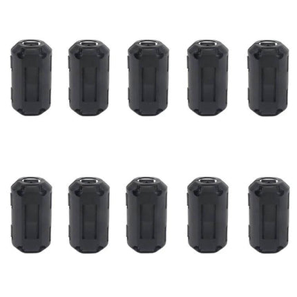 Ferrite Ring Cable Clip For 3.5mm Cables Anti Interference - row of 10 black Ni‑Zn ferrite clamp‑on clips for 3.5mm cables, tool‑free elastic installation