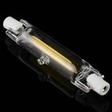 Versatile Glass Tube LED Bulb for Everyday Household Lighting shown as a clear glass COB R7S LED tube, 5W or 13W options for kitchens and garages