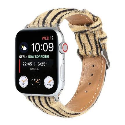 Fluffy Leopard Horsehair Leather Apple Watch Strap 38-49mm