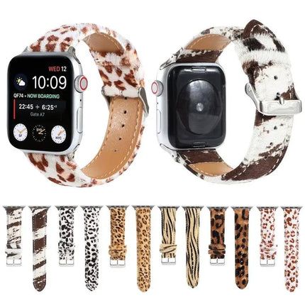 Fluffy Leopard Horsehair Leather Apple Watch Strap 38-49mm
