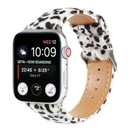 Fluffy Leopard Horsehair Leather Apple Watch Strap 38-49mm