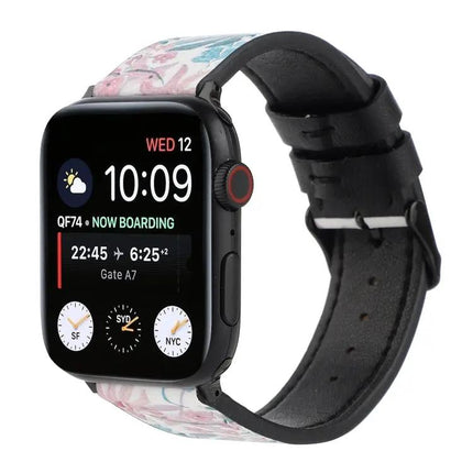 Printed Leather Apple Watch Strap 42/40/38/45mm Universal