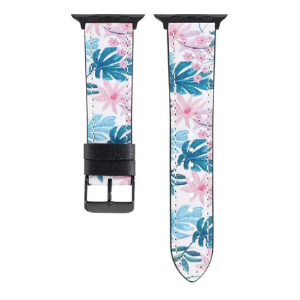 Printed Leather Apple Watch Strap 42/40/38/45mm Universal