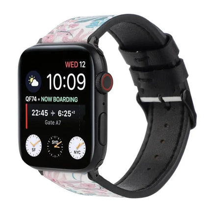 Printed Leather Apple Watch Strap 42/40/38/45mm Universal